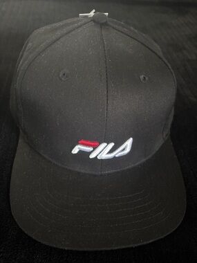 Fila adjustable Black Cap with Red and White Embroidered Logo